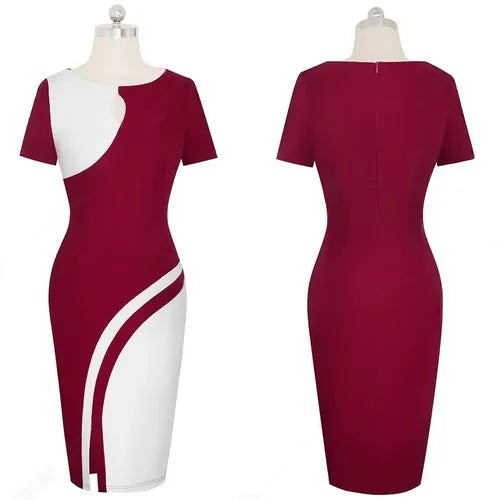 Vestido Negro Blanco Coctel Oficina Bodycon Va 411