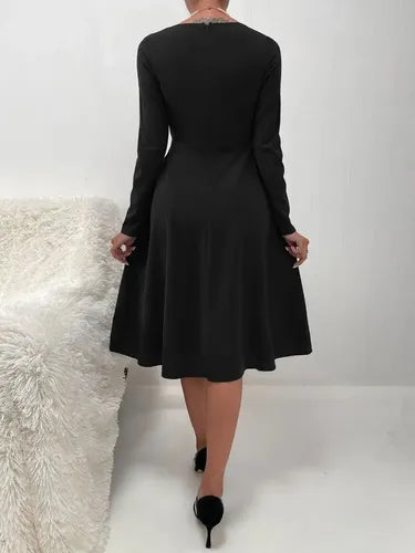 Vestido Vintage Línea A  Cuello Cruzado Manga Larga Va 481