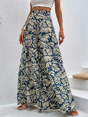Pantalón Estampado Mujer Cintura Alta Pierna Ancha Pt 10