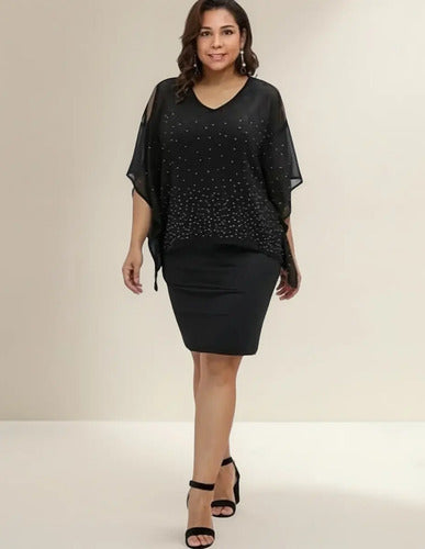 Vestido Fiesta Talla Grande Negro Modelo Vg 53 Negro L