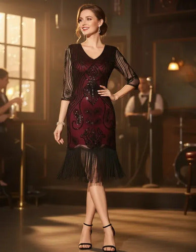 Vestido De Baile Retro Gatsby, Años 20 Charleston  Va 628