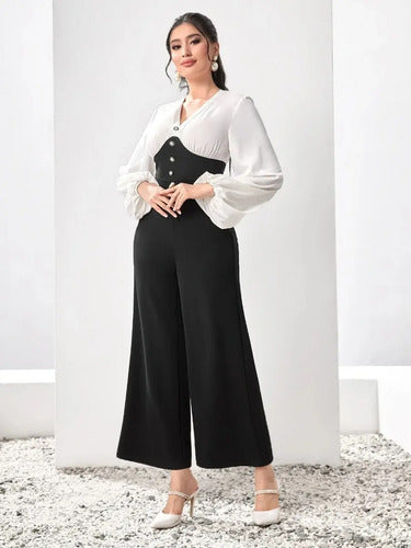 Entero Jumpsuit Mono Fiesta Pierna Ancha El 103 Negro S