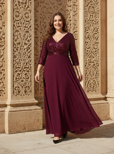 Vestido evasé largo al tobillo talla grande