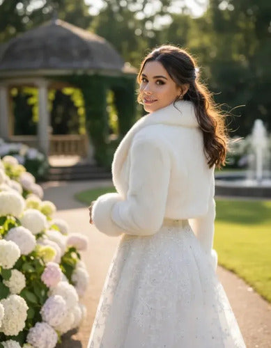 Bolero Chaqueta Capa Imitación Piel Blanco Blanco Única