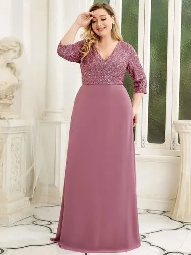 Vestido Fiesta Largo Matrimonio Talla Grande Ep 172