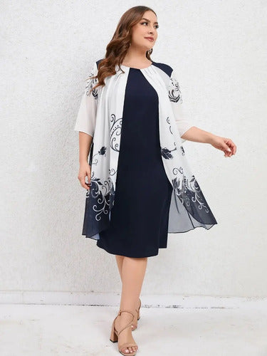 Vestido Fiesta Talla Grande Estampado Floral Vg 131