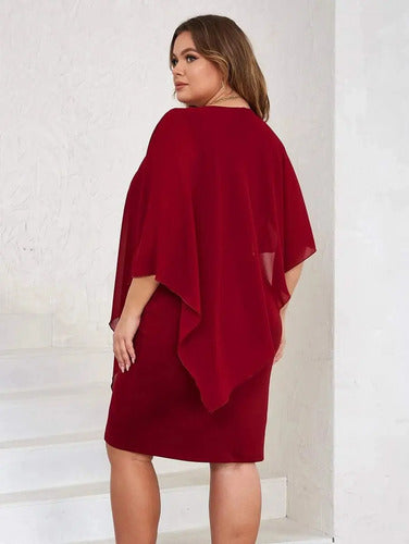 Vestido Fiesta Talla Grande Manga Capa Vg 132