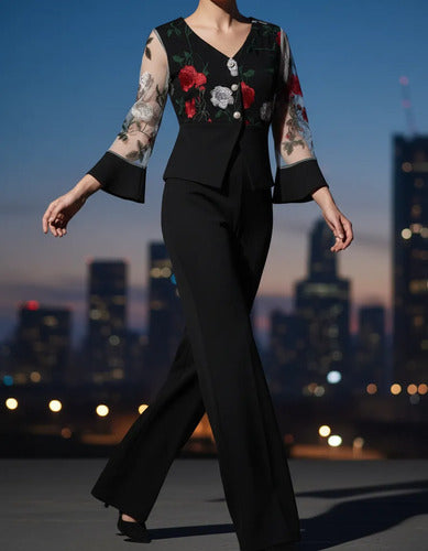 Traje Mujer Conjunto Blusa Pantalón Entero  Hq 25
