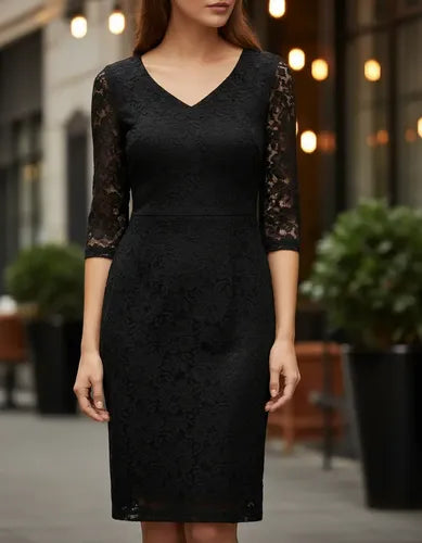Vestido Encaje Negro Ve 55 Negro M