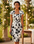Vestido Blanco Con Flores Negros Gk 14 Blanco 6