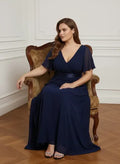 Vestido evasé largo al tobillo burdeo talla grande