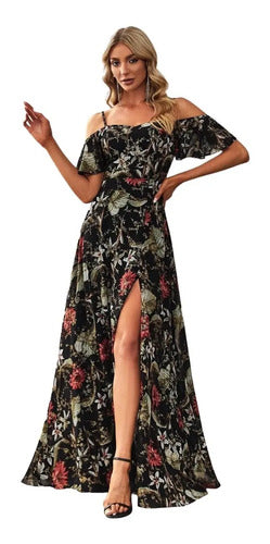 Vestido Fiesta Largo Graduación Hombros Descubierto Ep 199 Negro 4