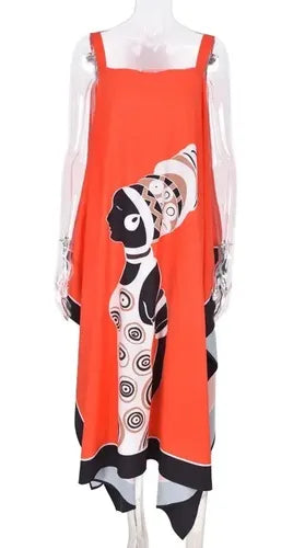 Vestido Blusón Afro Talla Grande Hombros Descubiertos Vd 89