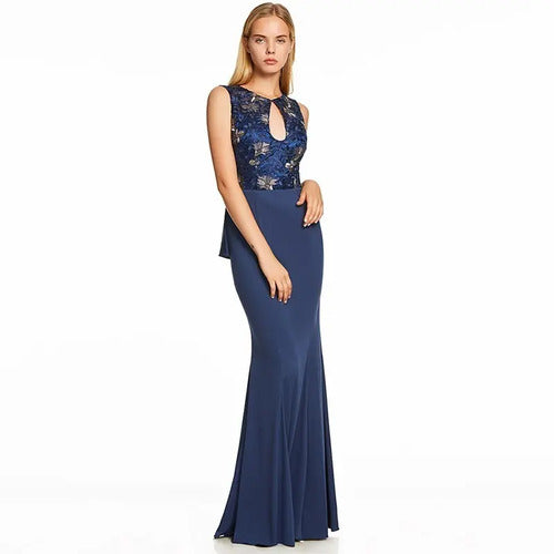Vestido Fiesta Largo Delgado Ep 203 Azul 6