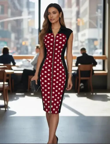 Vestido Negro Con Rojo Ajustado Va 144 Rojo M