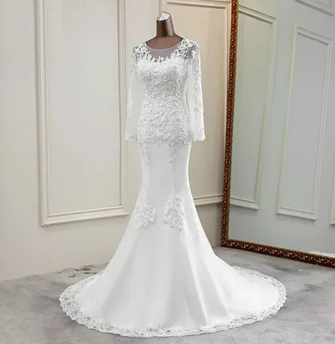 Vestido Novia Marfil Sirena Mangas Corset Delpilar Np 08