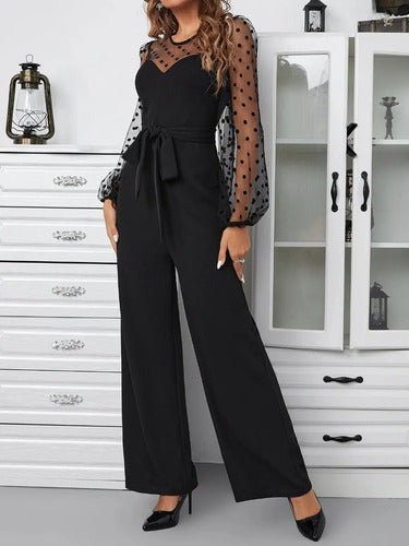 Entero Jumpsuit Mono Fiesta Cinturón Mangas El 155 Negro M