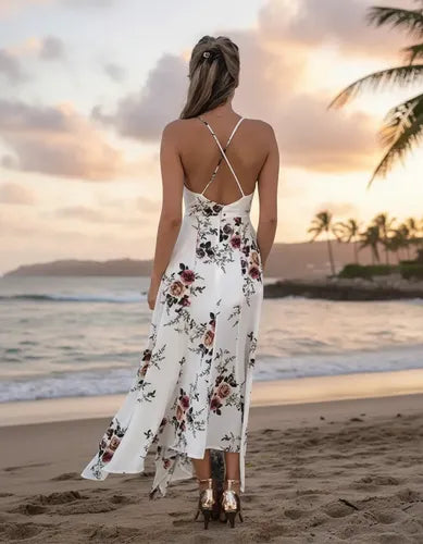 Vestido Maxi Largo Bohemio Playero Vd 65 Blanco S