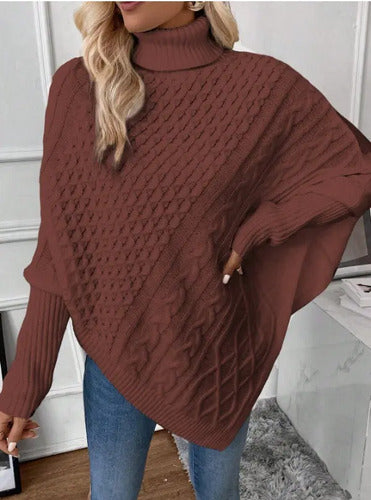 Ruana Poncho Tejido Chal De Punto Tapado Mujer Bb 32