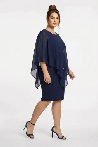 Vestido midi multicolor manga capa evasé talla grande