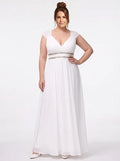 Vestido largo de novia talla grande gasa evasé
