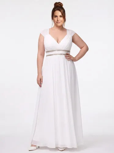 Vestido largo de novia talla grande gasa evasé
