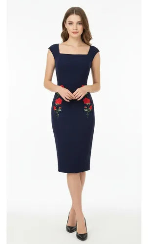 Vestido Negro Azul Bodycon Fiesta   Va 267 Azul L