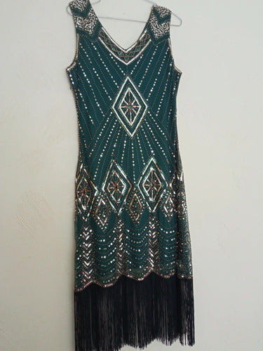 Vestido corto charlestón años 20 lentejuelas