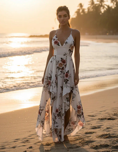 Vestido Maxi Largo Bohemio Playero Vd 65 Blanco S