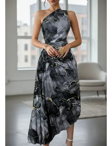 Vestido Plisado Escote Cruzado Sin Mangas Va 516