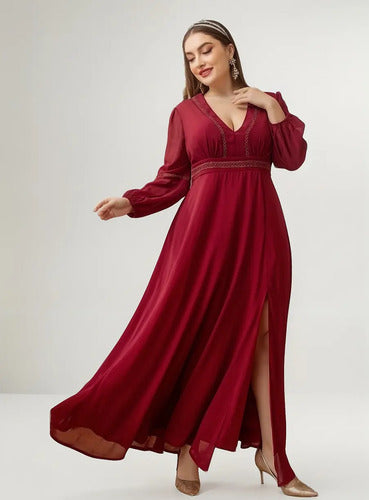 Vestido Fiesta Largo Matrimonio Talla Grande Ep 425