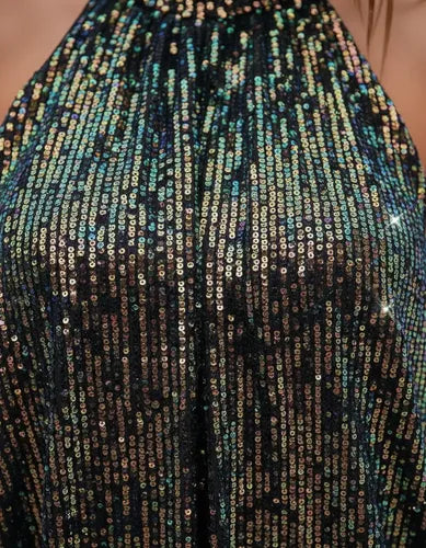 Vestido Mujer Corto Fiesta Lentejuelas Cuello Halter Vl 73