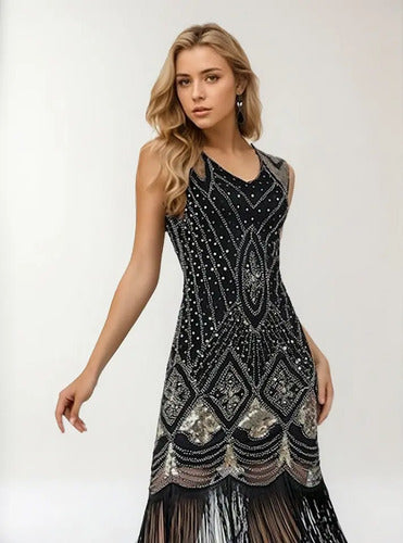 Vestido Años 20 Lentejuelas Midi Va 616
