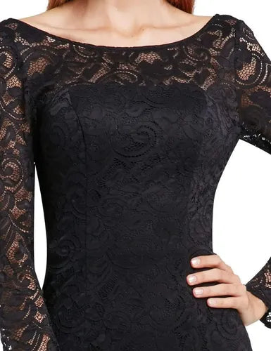 Vestido Fiesta Encaje Largo Ajustado Manga Larga Ep 92