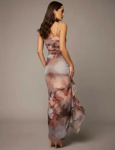 Vestido Fiesta Estampado Asimétrico Vd 119 Multicolor M