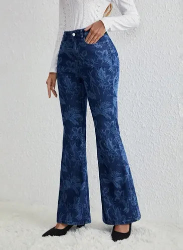 Pantalón Jeans Mujer Pierna Ancha Estampado Pt 17 Azul 27