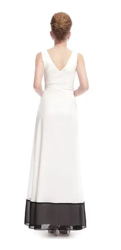 Vestido Fiesta Largo Gasa Graduación Matrimonio Ep 06 Blanco 4