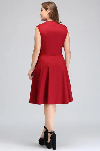 Vestido Vintage Pin Up, Burdeo Negro Años 50 Va 270