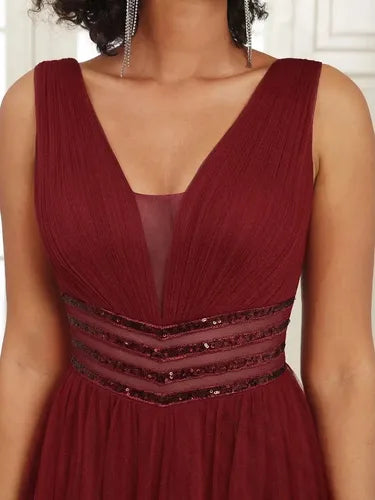 Vestido Fiesta Largo Matrimonio Graduación Ep 194 Bordó 4