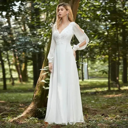 Vestido De Novia Bohemio Gasa Aplique Encaje Delpilar Np 13