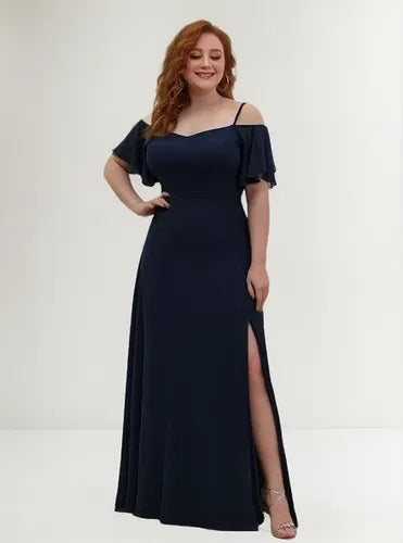 Vestido Fiesta Largo Talla Grande Hombros Descubierto Ep 198