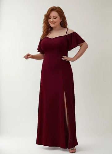 Vestido Fiesta Largo Talla Grande Hombros Descubierto Ep 198
