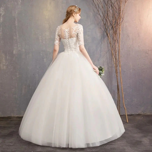 Vestido De Novia Marfil Ivory Princesa Manga Ne 17