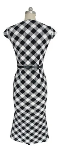 Vestido Sirena Bodycon Blanco Con Negro Va 150 Blanco M