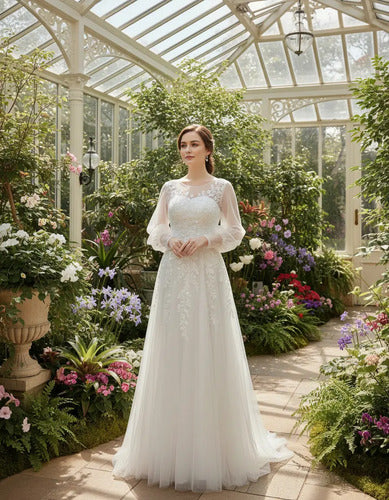 Vestido De Novia Floral Lentejuelas Nf 08