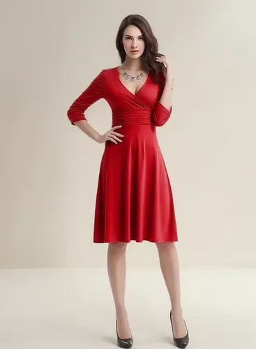 Vestido Rojo Con Mangas Vg 07 Rojo Xl