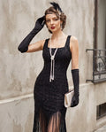 Vestido corto negro charlestón Gatsby años 20