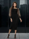 Vestido Delgado Con Mangas Largas Va 491 Negro M