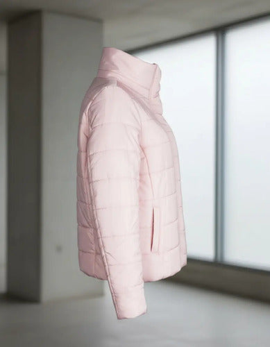 Parka Mujer Rosada Cuello Alto Rosa M