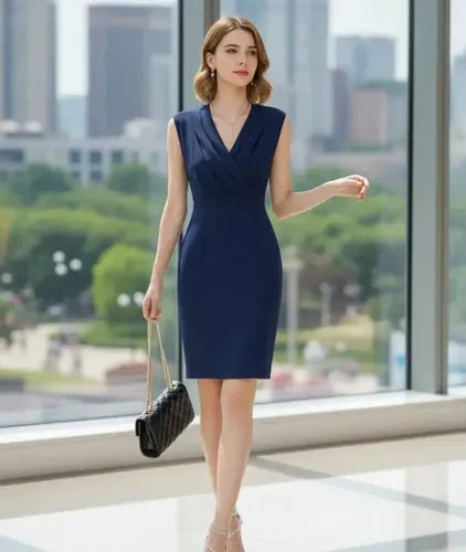 Vestido Negro Oficina Bodycon Va 286 Azul L